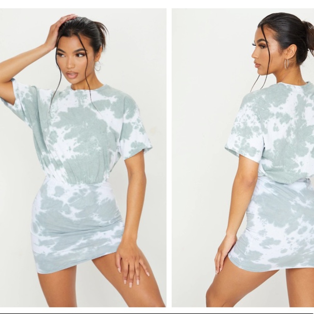 Green tie dye t-shirt dress